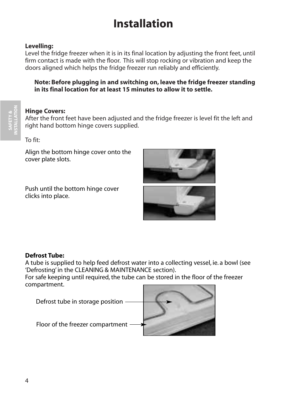 Installation | Hotpoint RFA60 User Manual | Page 4 / 24