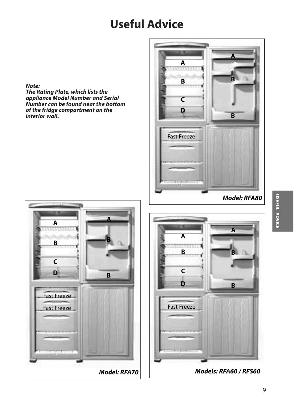 Useful advice | Hotpoint RFA60 User Manual | Page 9 / 24