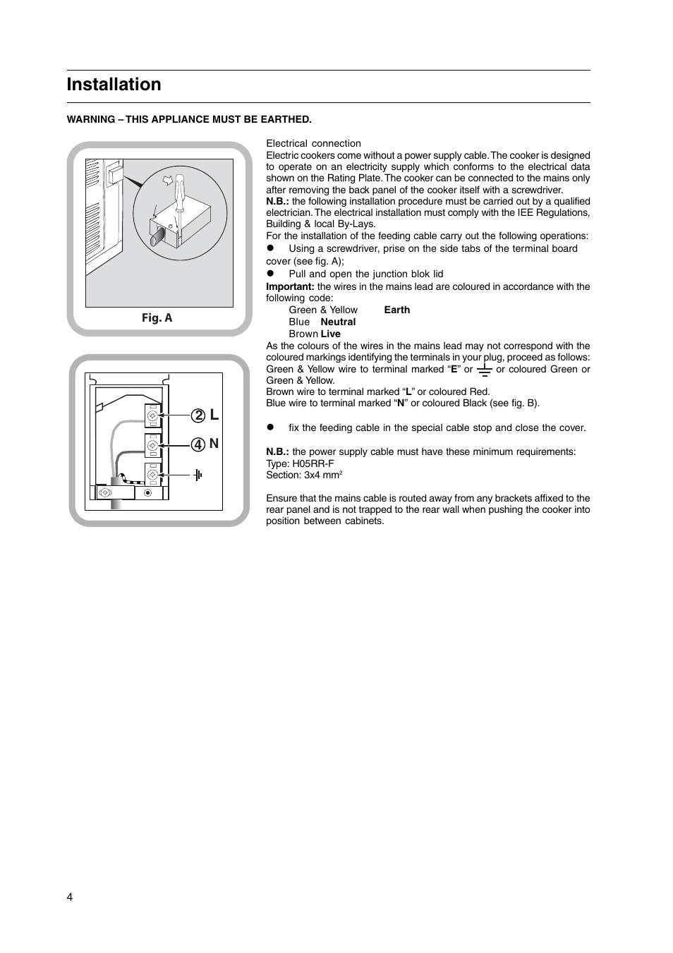 Installation, 42 n | Hotpoint HW150EW User Manual | Page 4 / 28