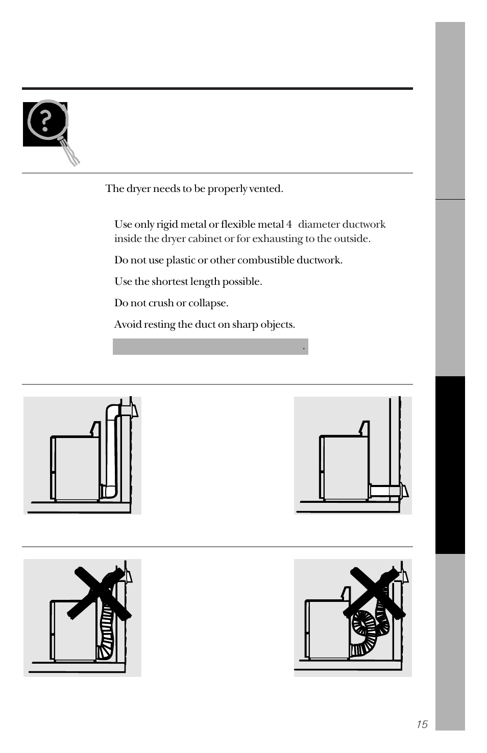 Venting the dryer | Hotpoint NVLR333ET User Manual | Page 15 / 20