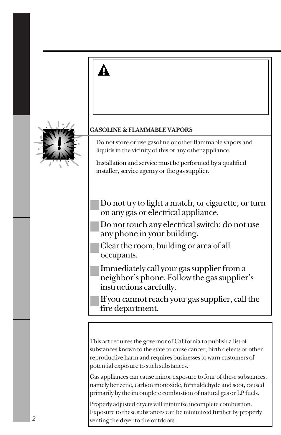 Safety information, Warning, If you think you smell gas | Hotpoint NVLR333ET User Manual | Page 2 / 20