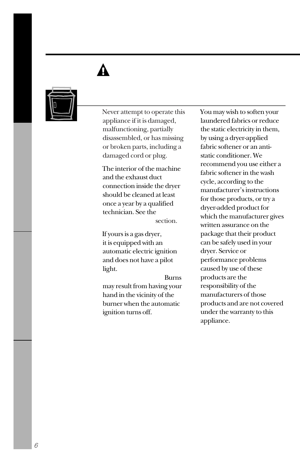 Warning, When using your dryer | Hotpoint NVLR333ET User Manual | Page 6 / 20