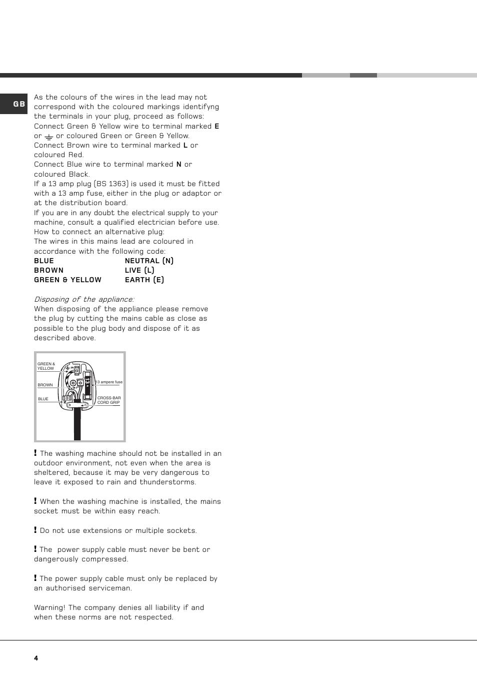 Hotpoint AQGL 129 PM User Manual | Page 4 / 16