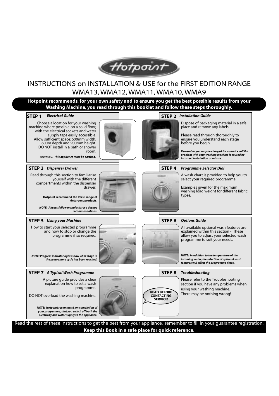 Hotpoint WMA13 User Manual | 11 pages