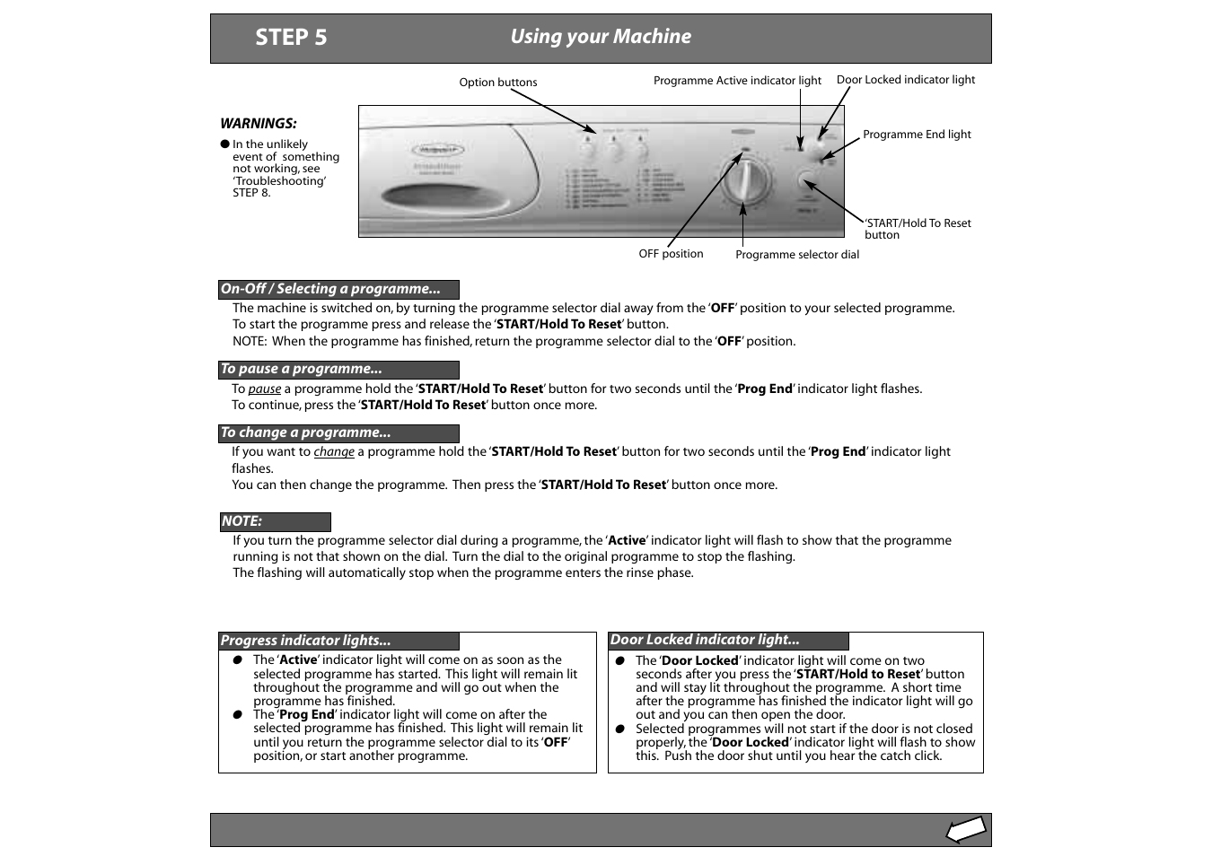 Step 5, Using your machine | Hotpoint WMA13 User Manual | Page 6 / 11