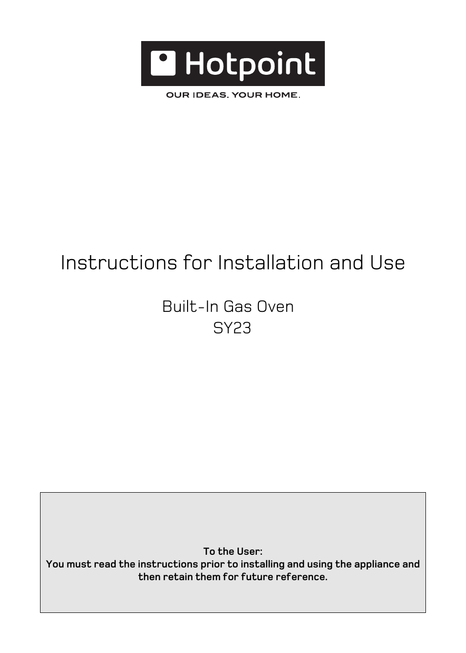 Hotpoint SY23 User Manual | 21 pages