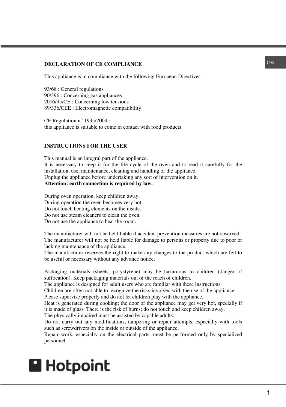 Hotpoint SY23 User Manual | Page 2 / 21