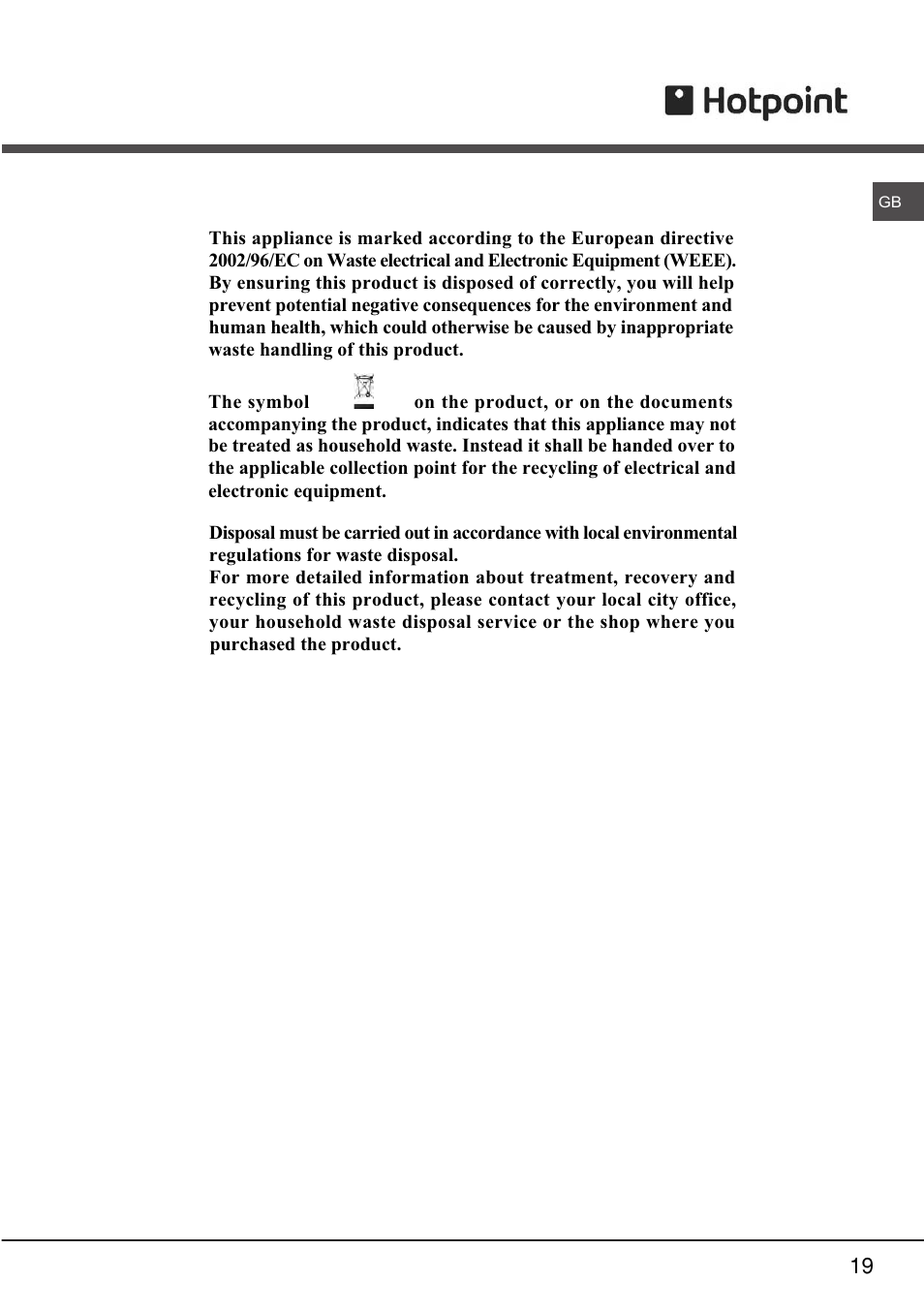 Hotpoint SY23 User Manual | Page 20 / 21