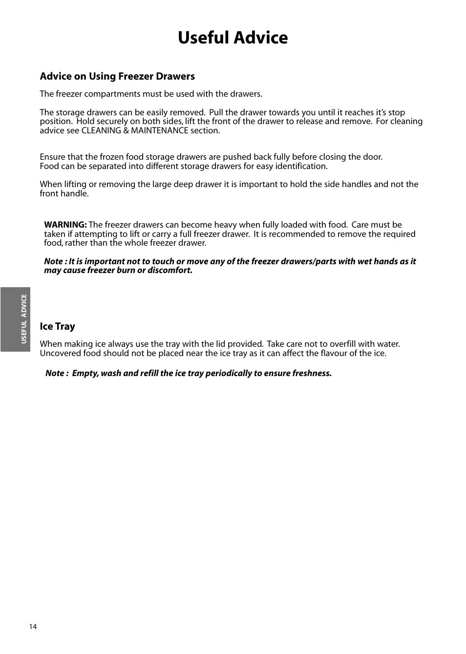 Useful advice | Hotpoint FFM91 User Manual | Page 14 / 24