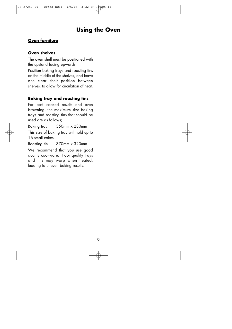 Using the oven | Hotpoint Oven User Manual | Page 11 / 36