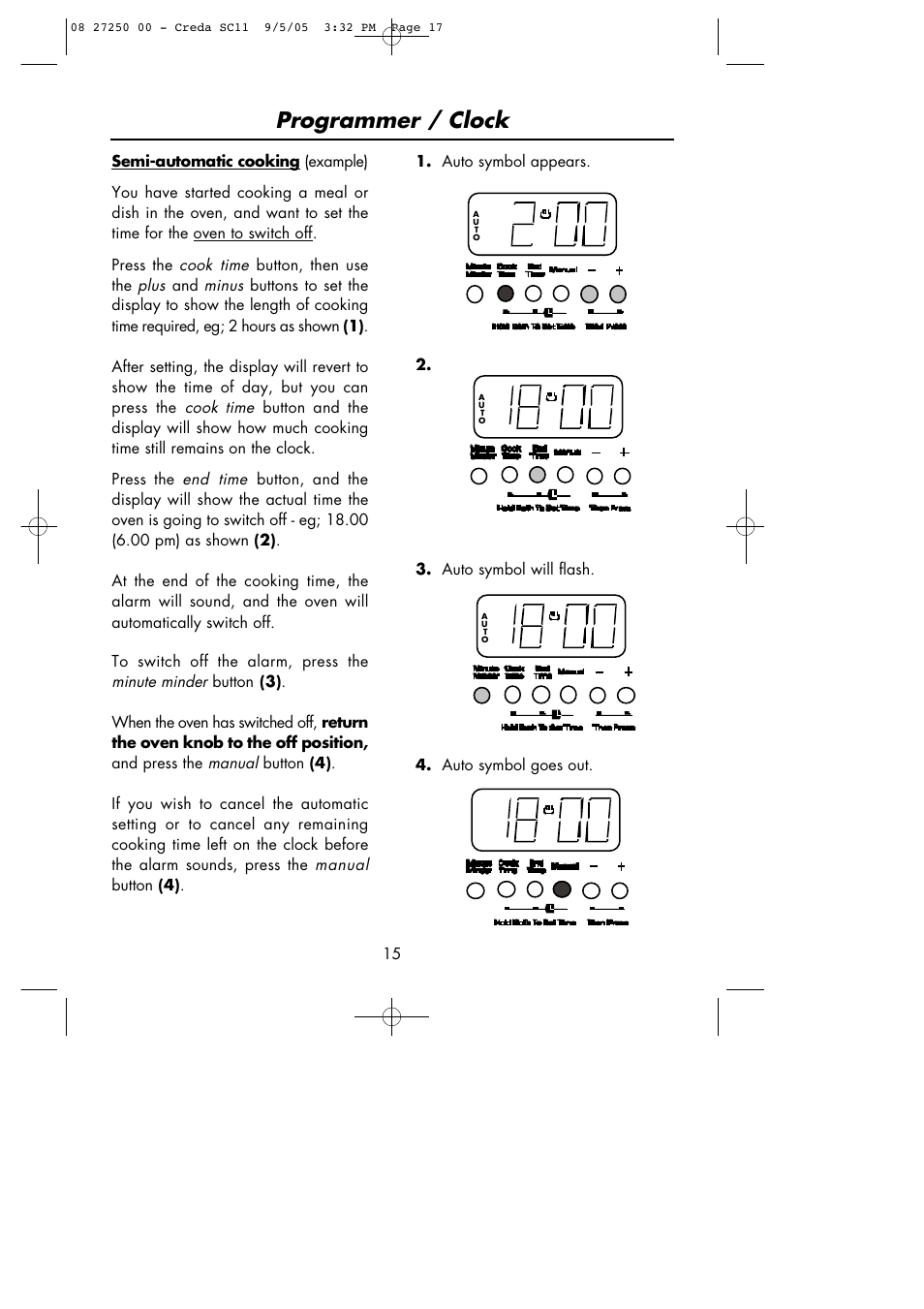 Programmer / clock | Hotpoint Oven User Manual | Page 17 / 36