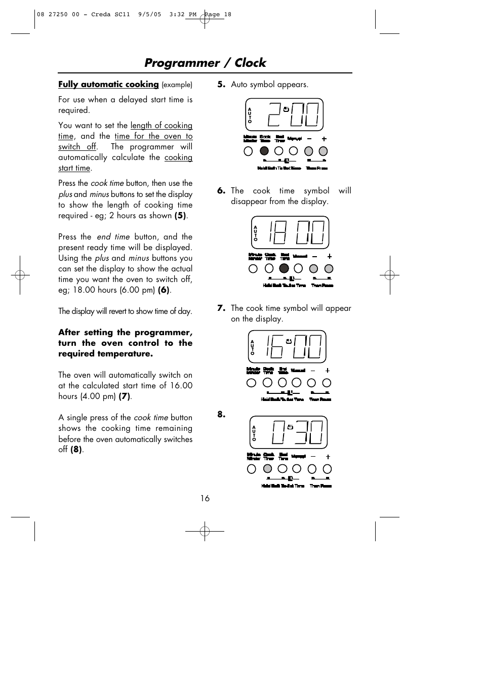 Programmer / clock | Hotpoint Oven User Manual | Page 18 / 36