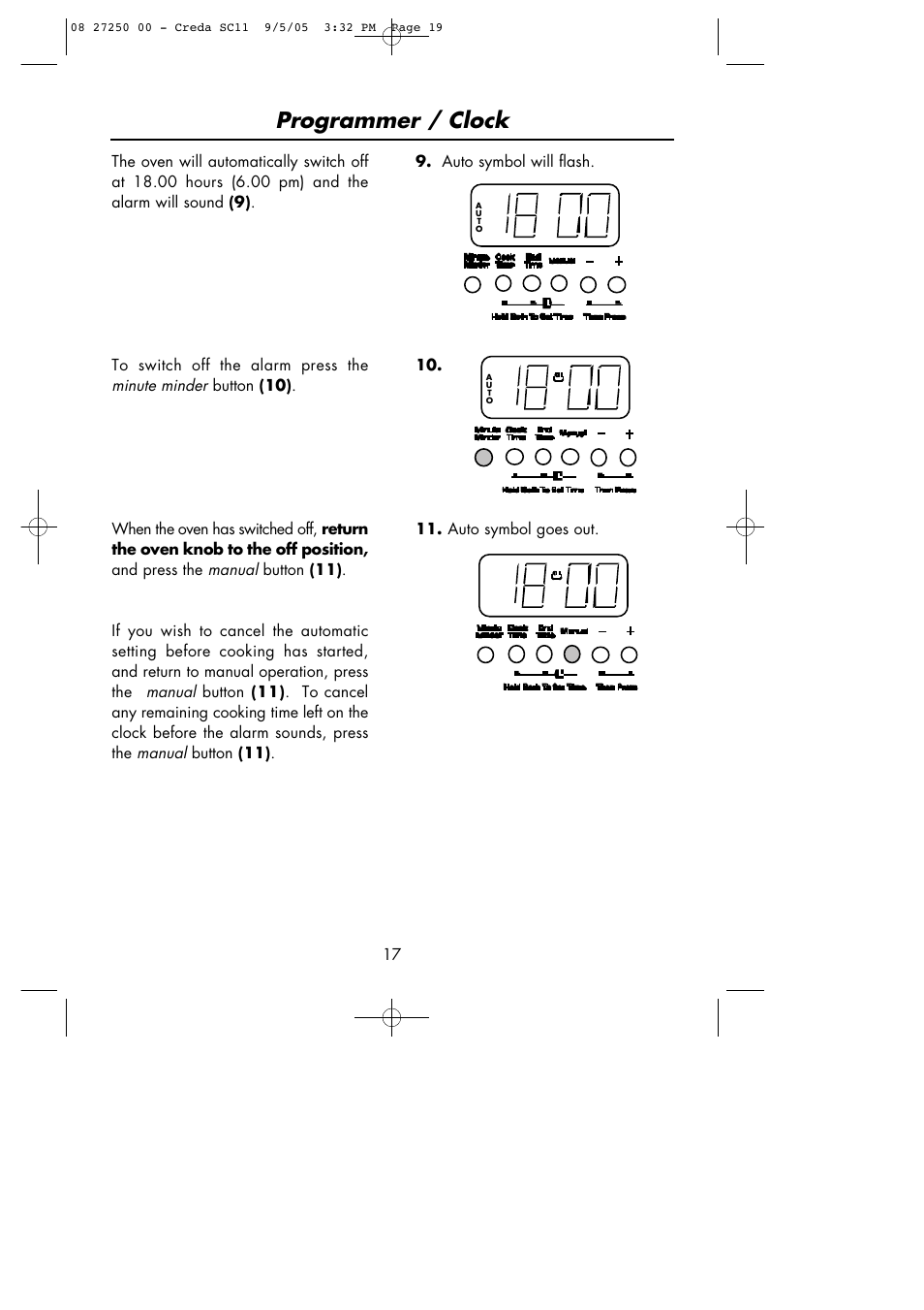 Programmer / clock | Hotpoint Oven User Manual | Page 19 / 36