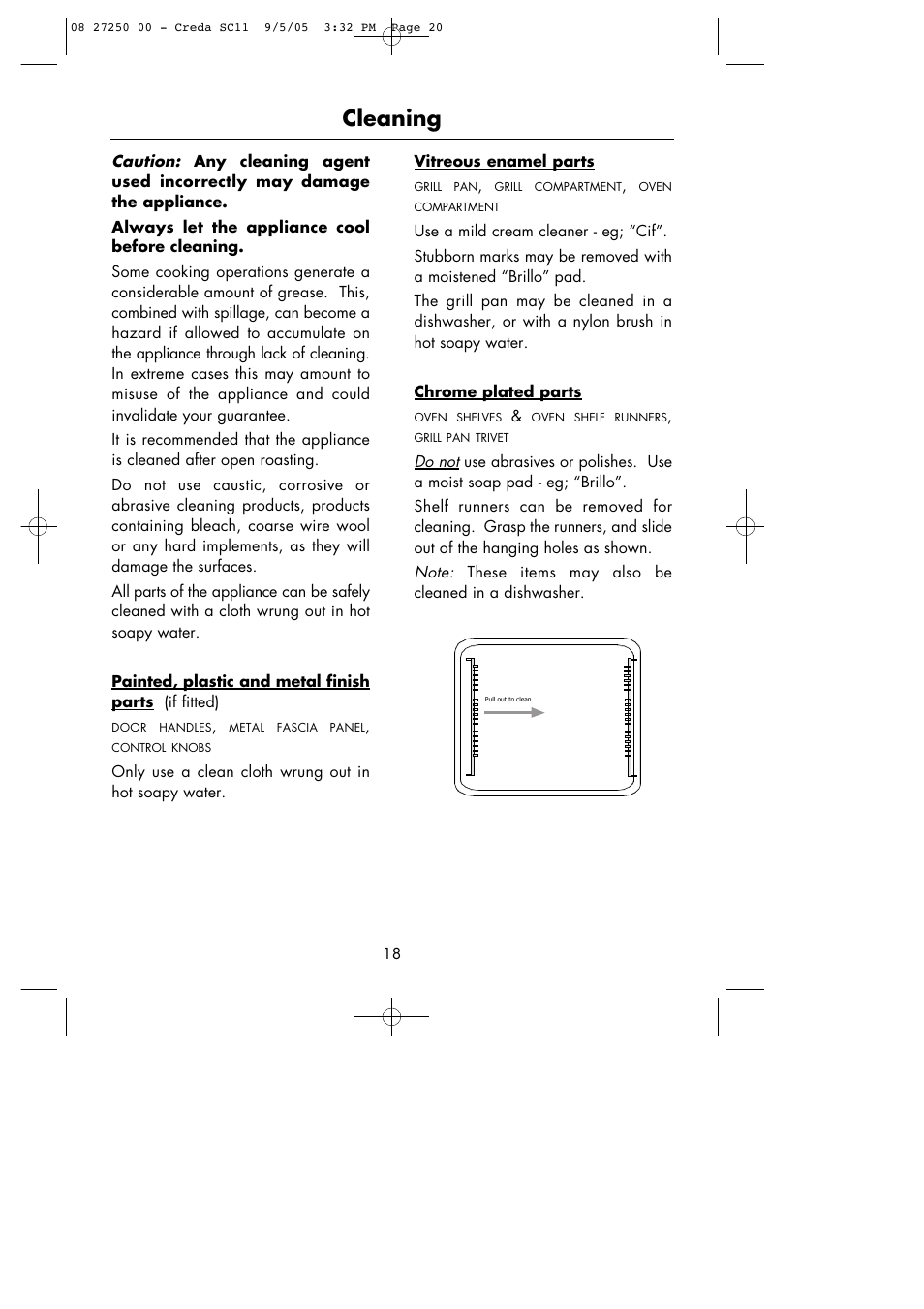 Cleaning | Hotpoint Oven User Manual | Page 20 / 36