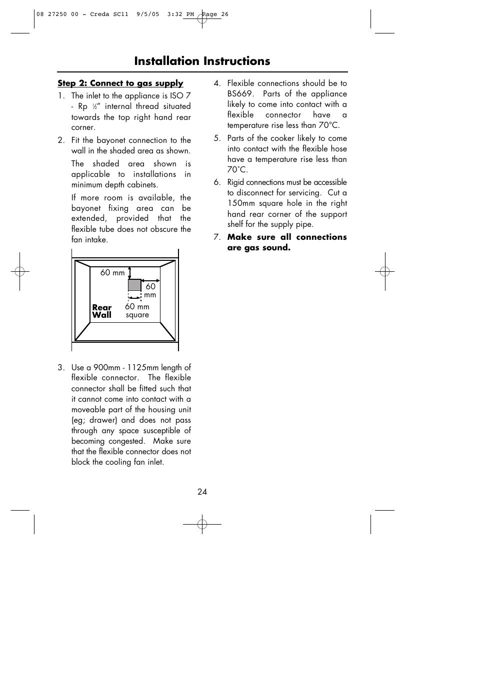 Installation instructions | Hotpoint Oven User Manual | Page 26 / 36