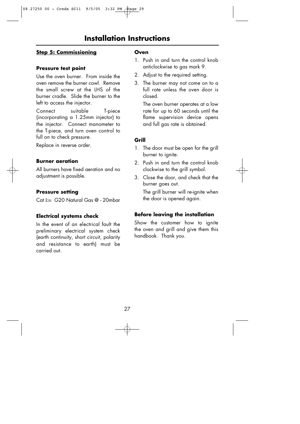 Installation instructions | Hotpoint Oven User Manual | Page 29 / 36
