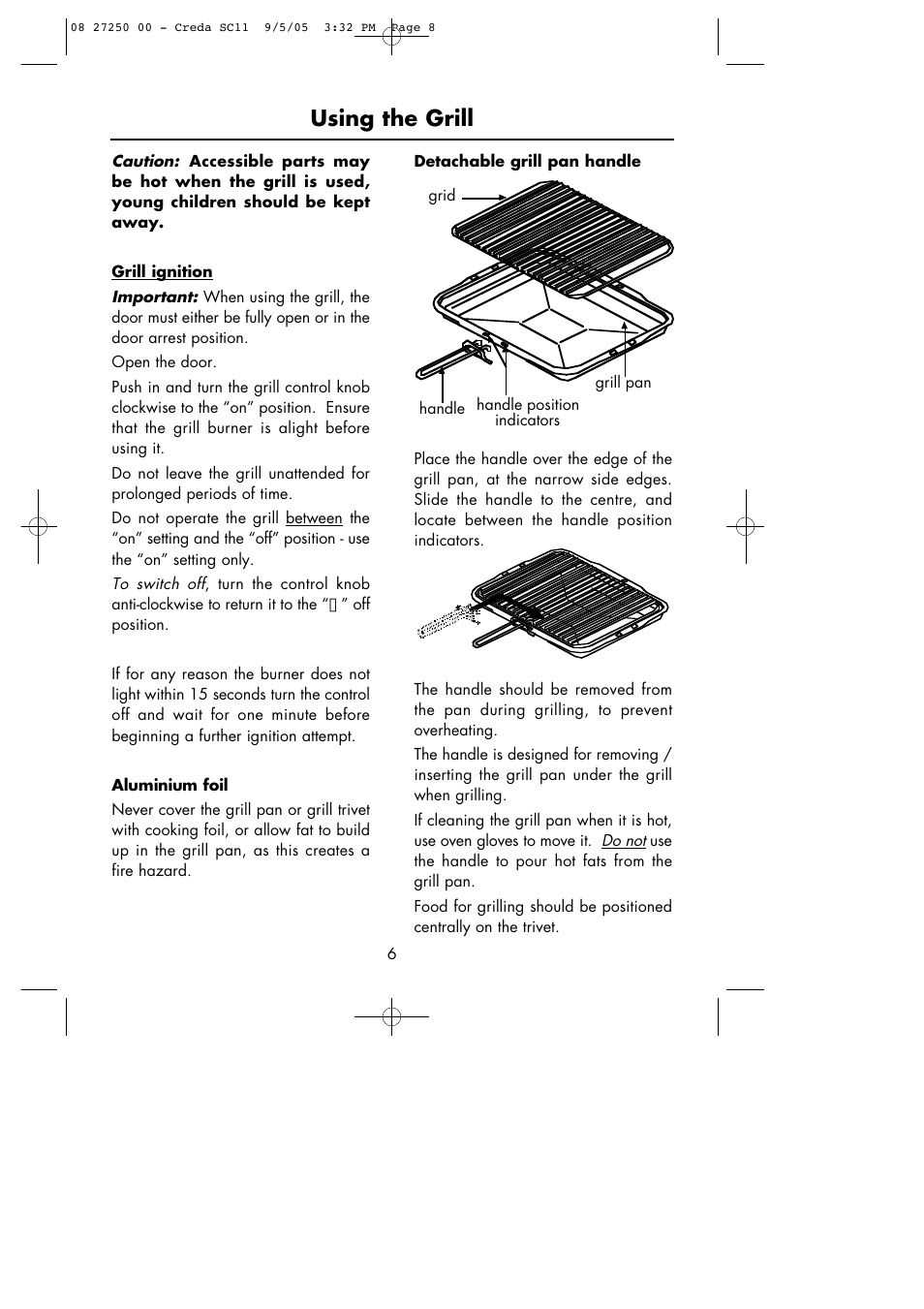 Using the grill | Hotpoint Oven User Manual | Page 8 / 36