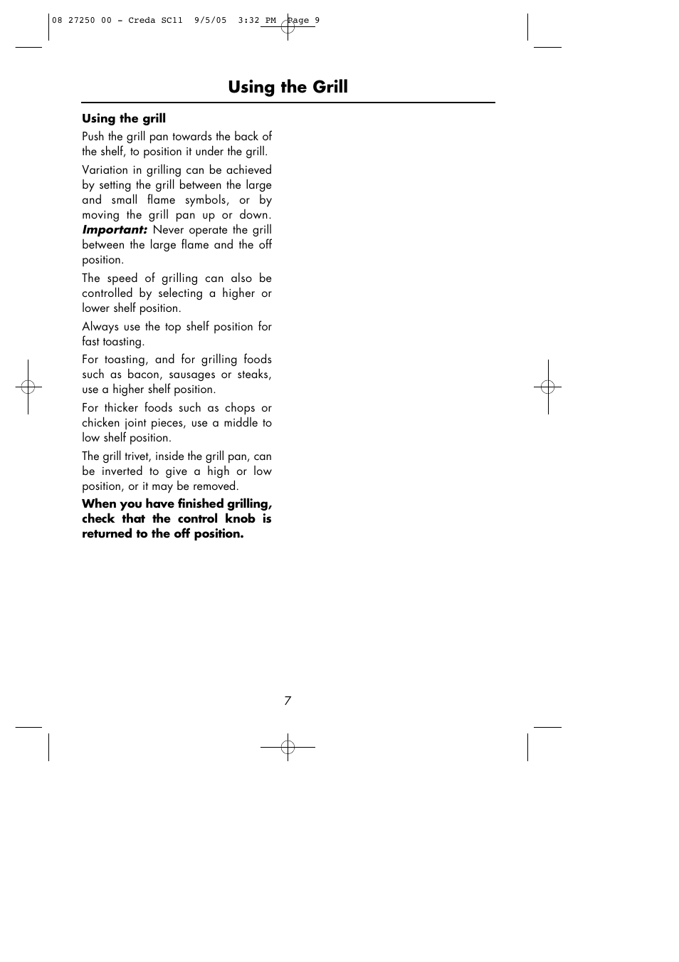 Using the grill | Hotpoint Oven User Manual | Page 9 / 36