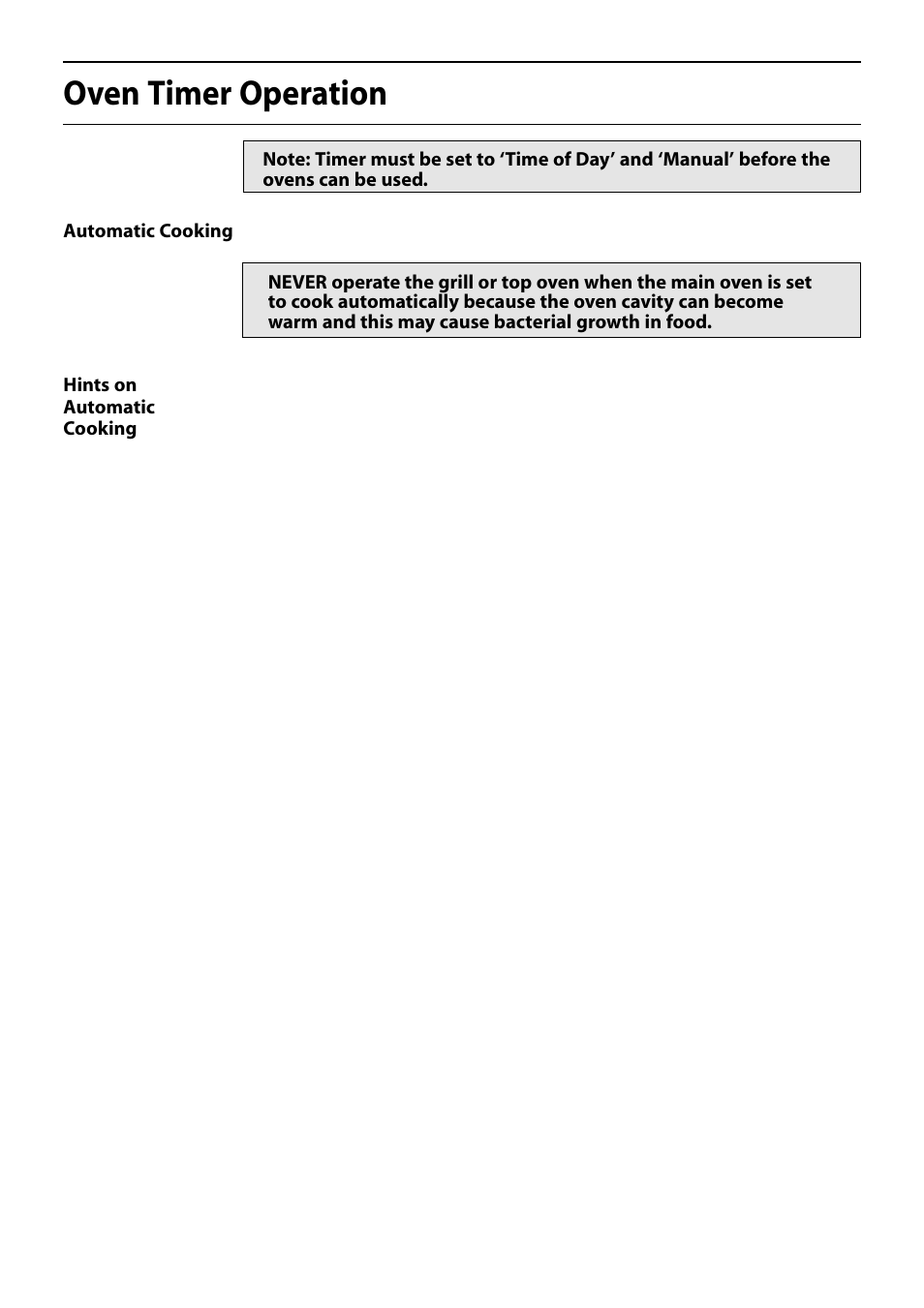 Oven timer operation | Hotpoint S150E User Manual | Page 10 / 43