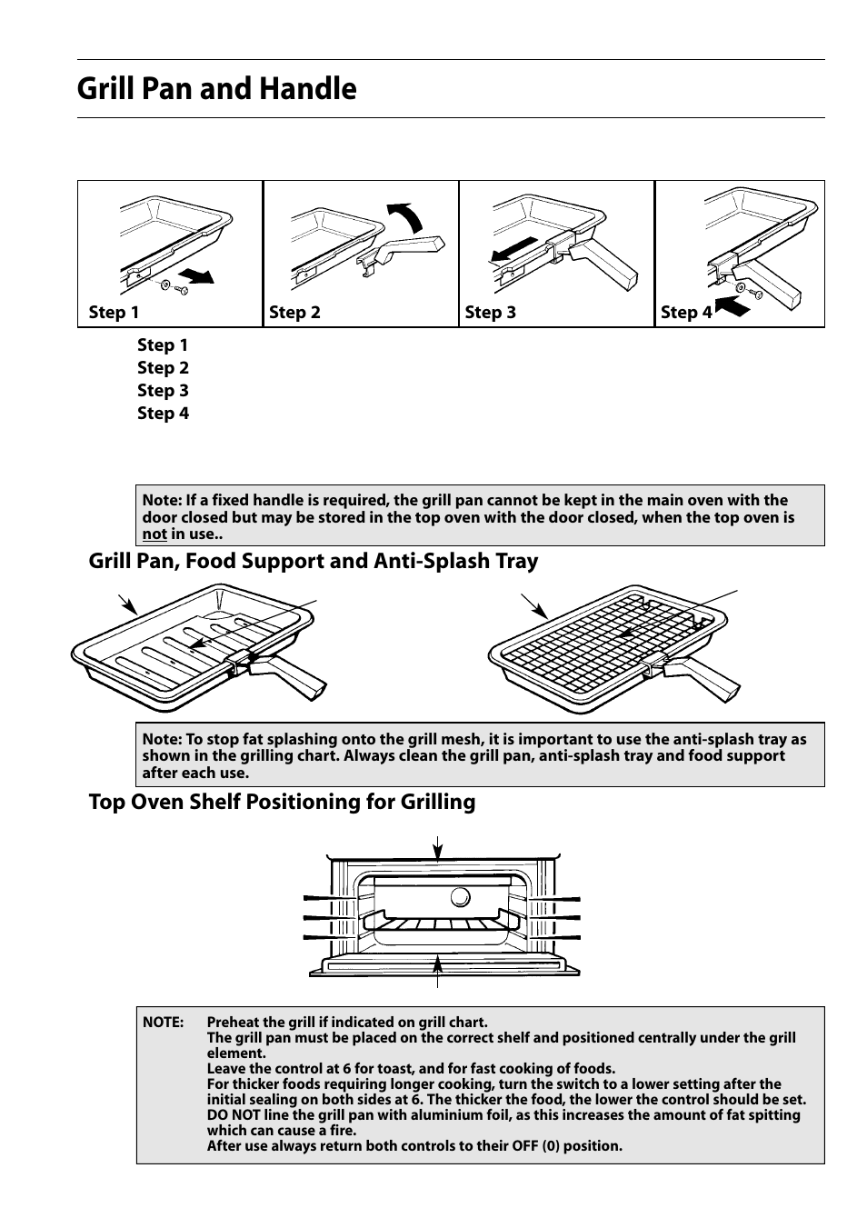 Grill pan and handle | Hotpoint S150E User Manual | Page 16 / 43