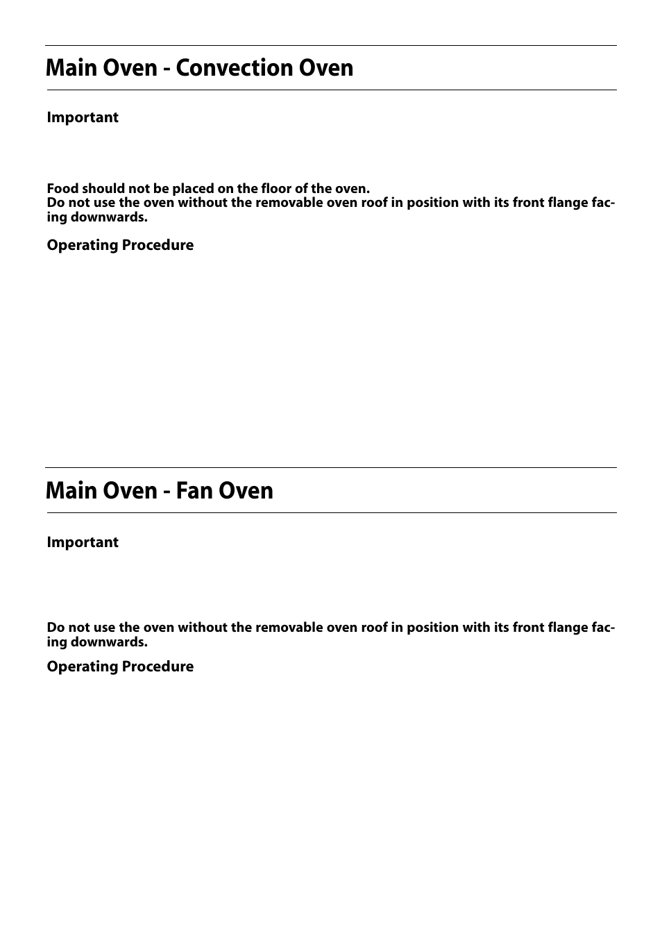 Main oven - convection oven, Main oven - fan oven | Hotpoint S150E User Manual | Page 27 / 43