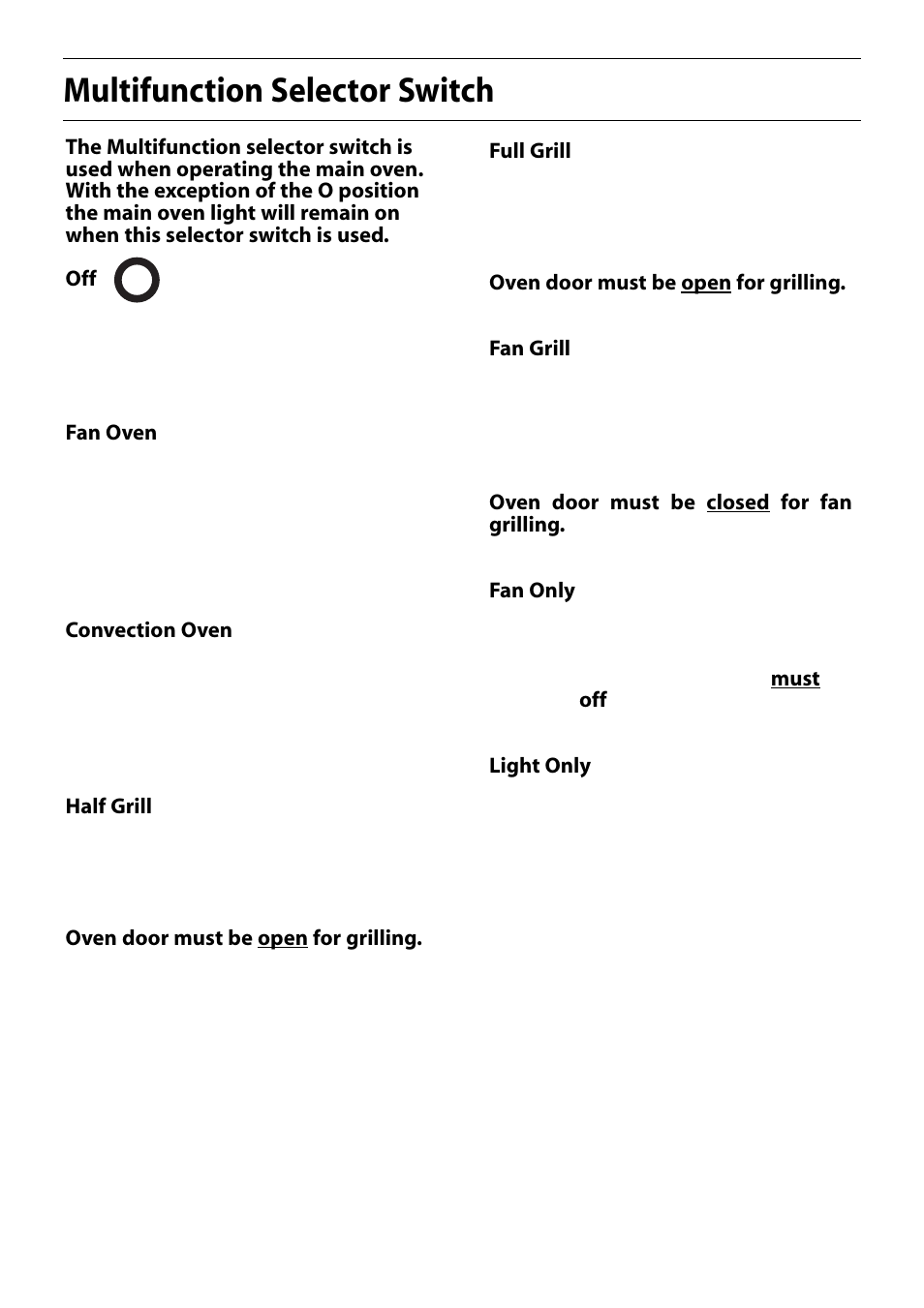 Multifunction selector switch | Hotpoint S150E User Manual | Page 9 / 43