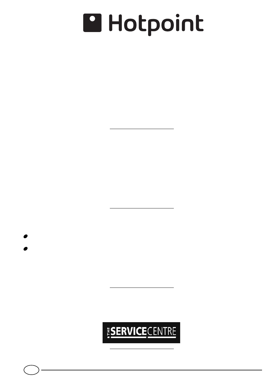 After sales service | Hotpoint SC36E User Manual | Page 12 / 16