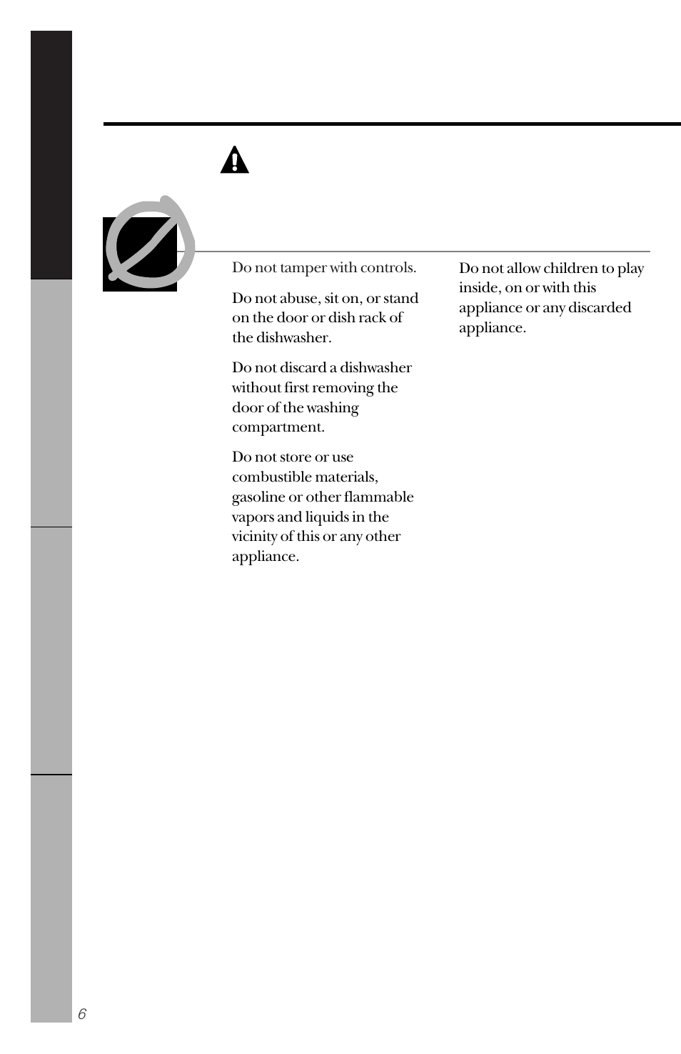 Warning, Do not | Hotpoint HDA2020 User Manual | Page 6 / 32