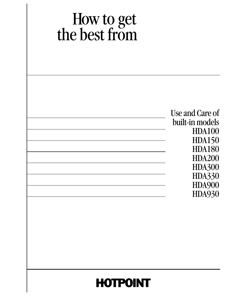 Hotpoint HDA330 User Manual | 20 pages