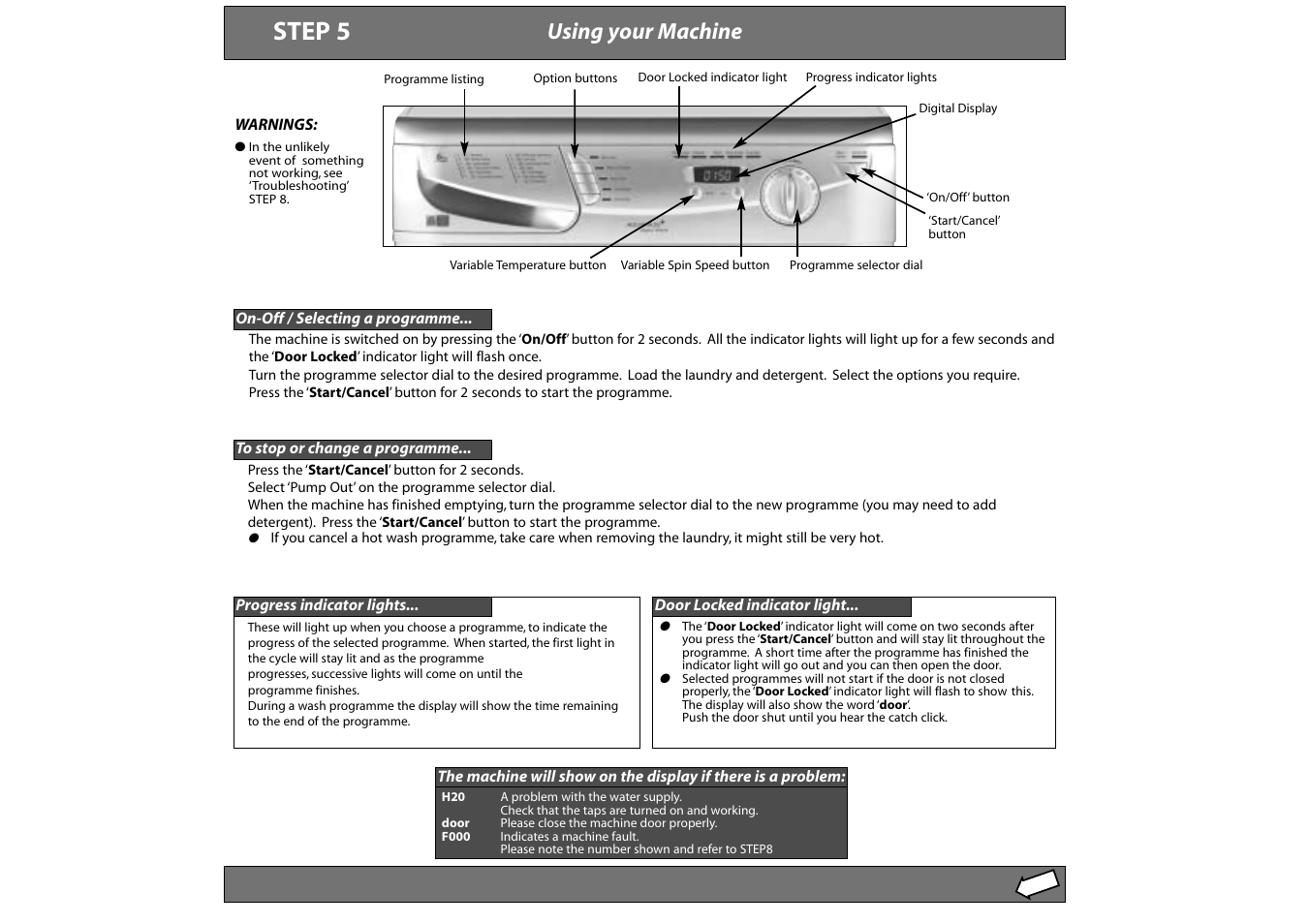 Step 5, Using your machine | Hotpoint WF630 User Manual | Page 6 / 11