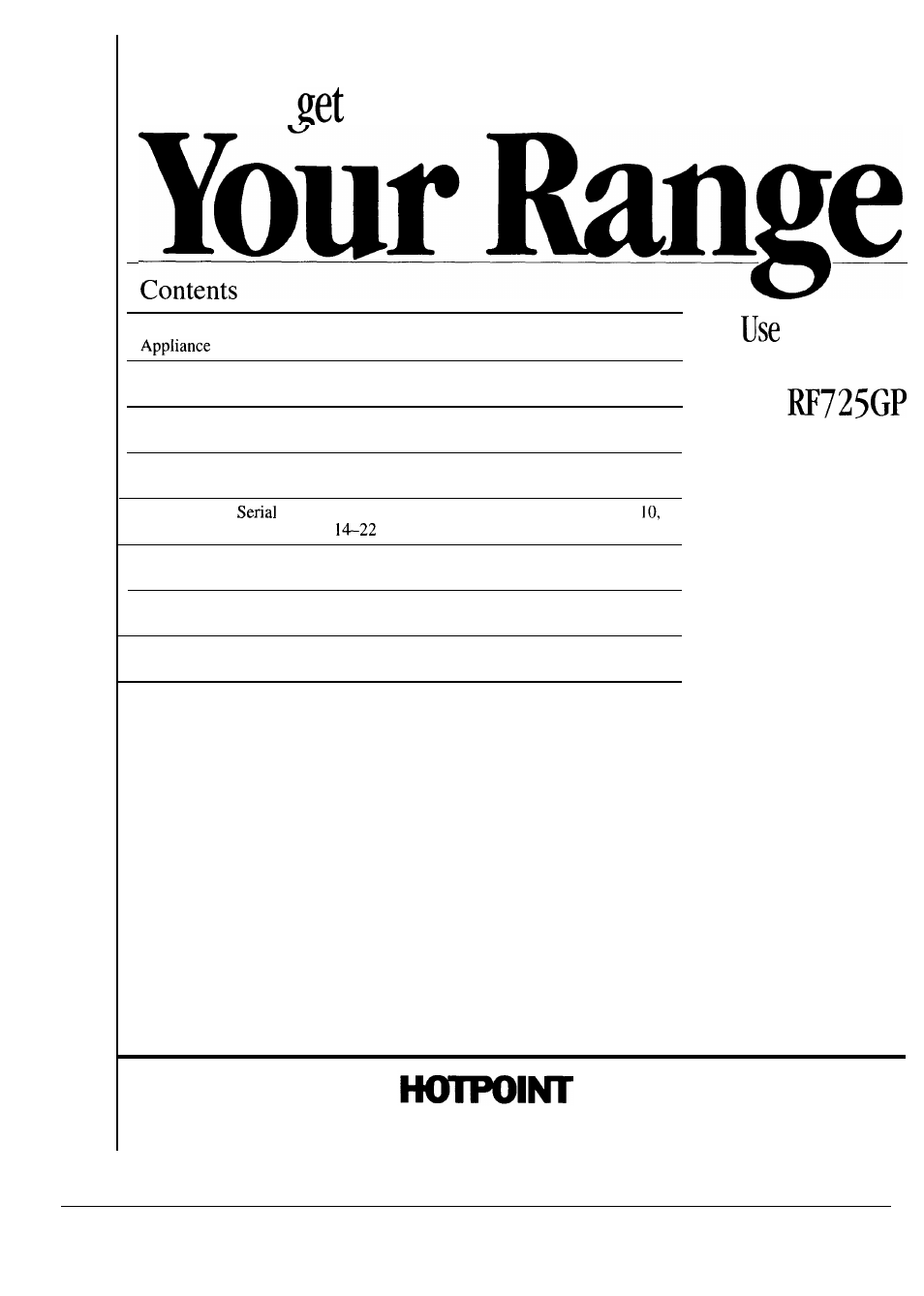 Hotpoint RF725GP User Manual | 32 pages