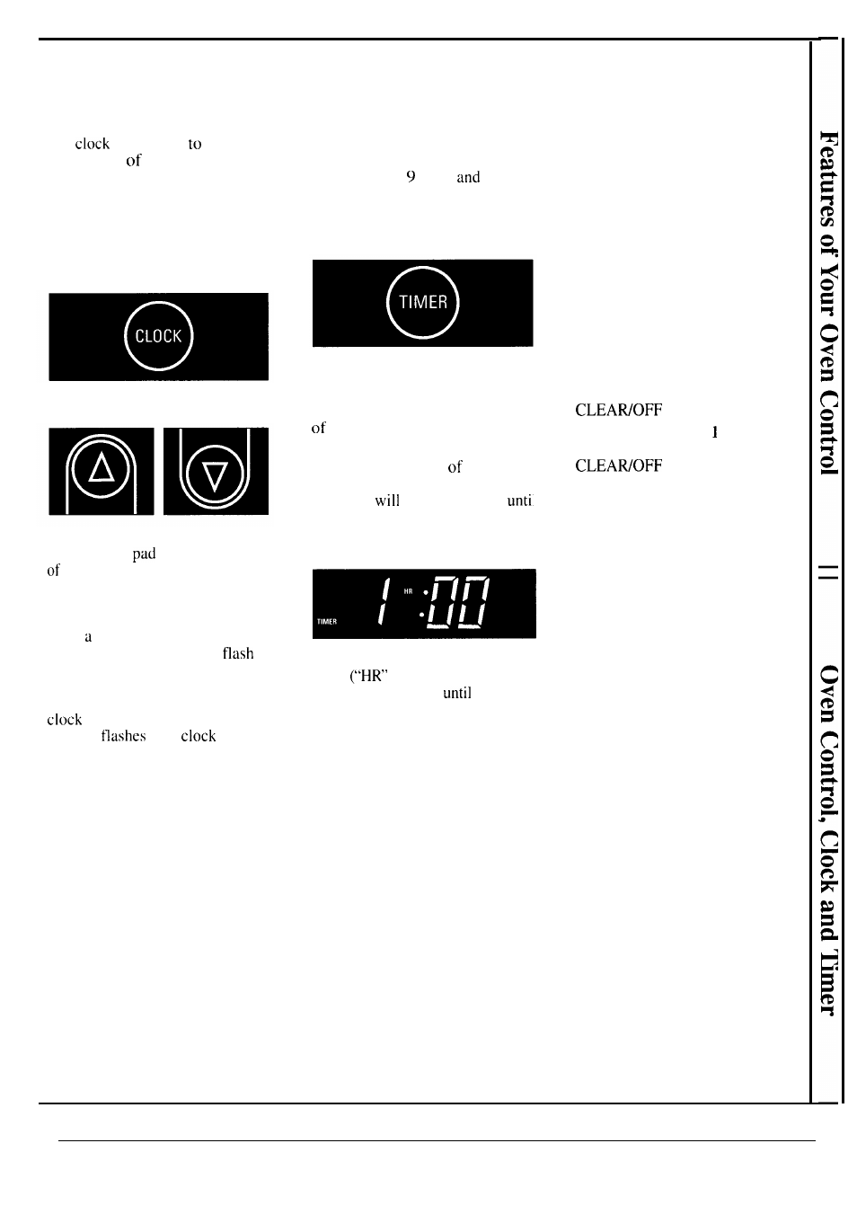 Clock, Oven control, clock and timer, Power outage | Timer, Timer tones, Display messages | Hotpoint RF725GP User Manual | Page 13 / 32