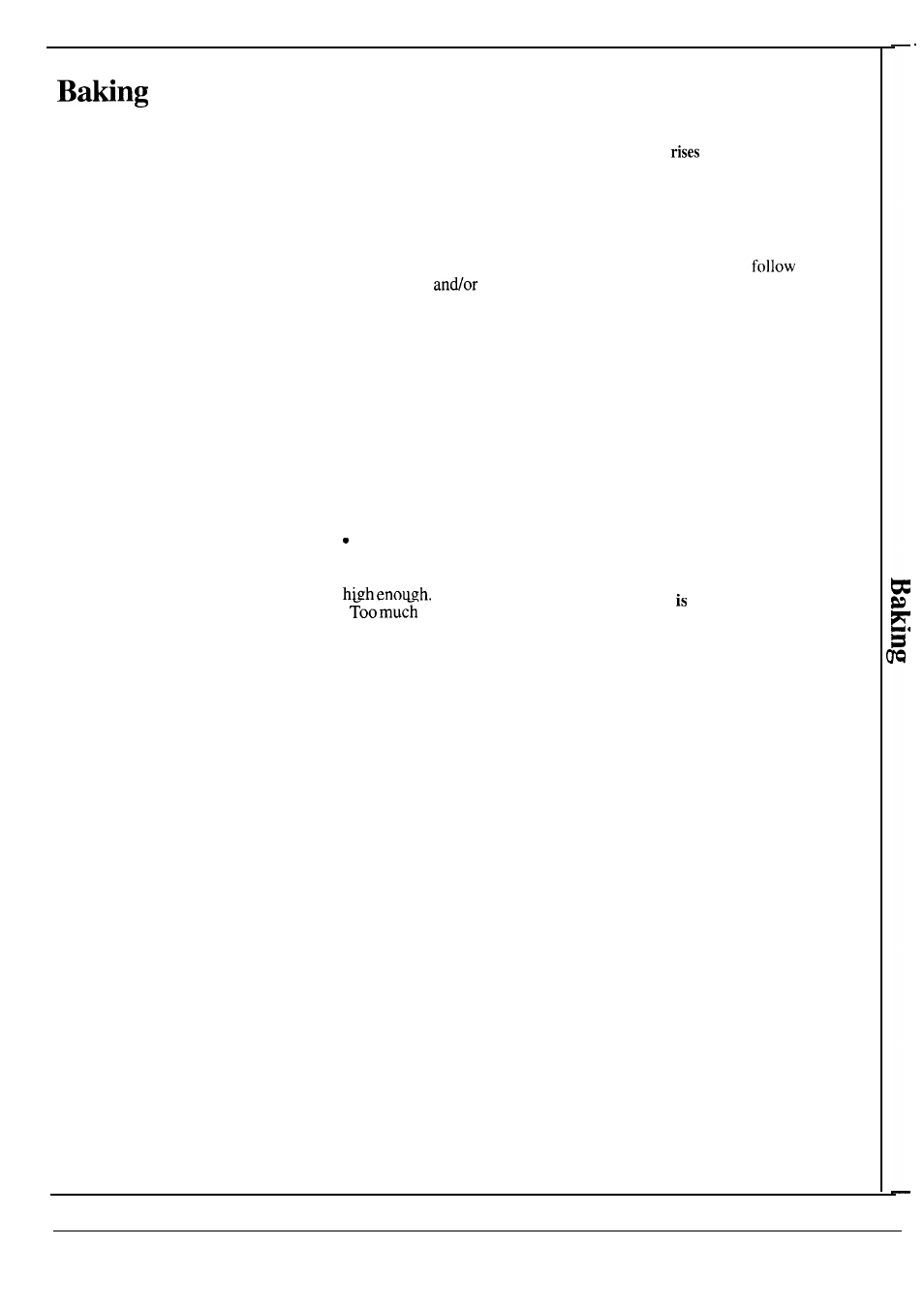 Shelf positions, Baking tips, Common baking problems and possible solutions | Pies burning around edges, Cakes cake higher on one side, Cakes, Crust | Hotpoint RF725GP User Manual | Page 17 / 32