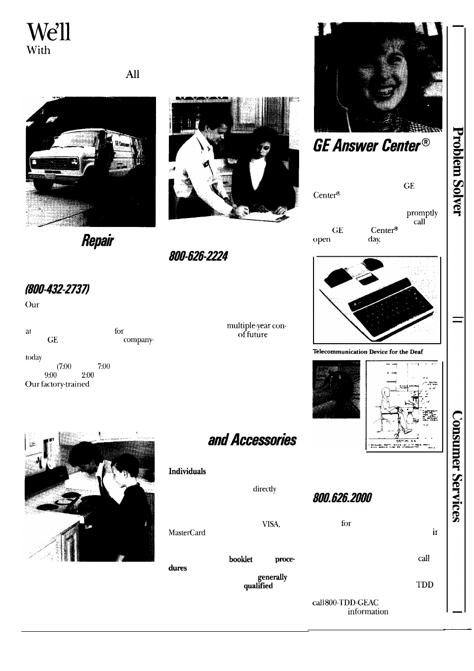 Consumer services, Be there, In-home service | Service contracts, Parts, For customers with special needs, Ge-cares | Hotpoint RF725GP User Manual | Page 31 / 32