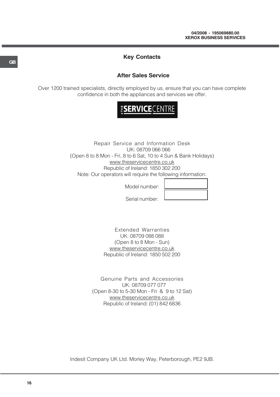 Hotpoint CRA 641 DC User Manual | Page 16 / 16