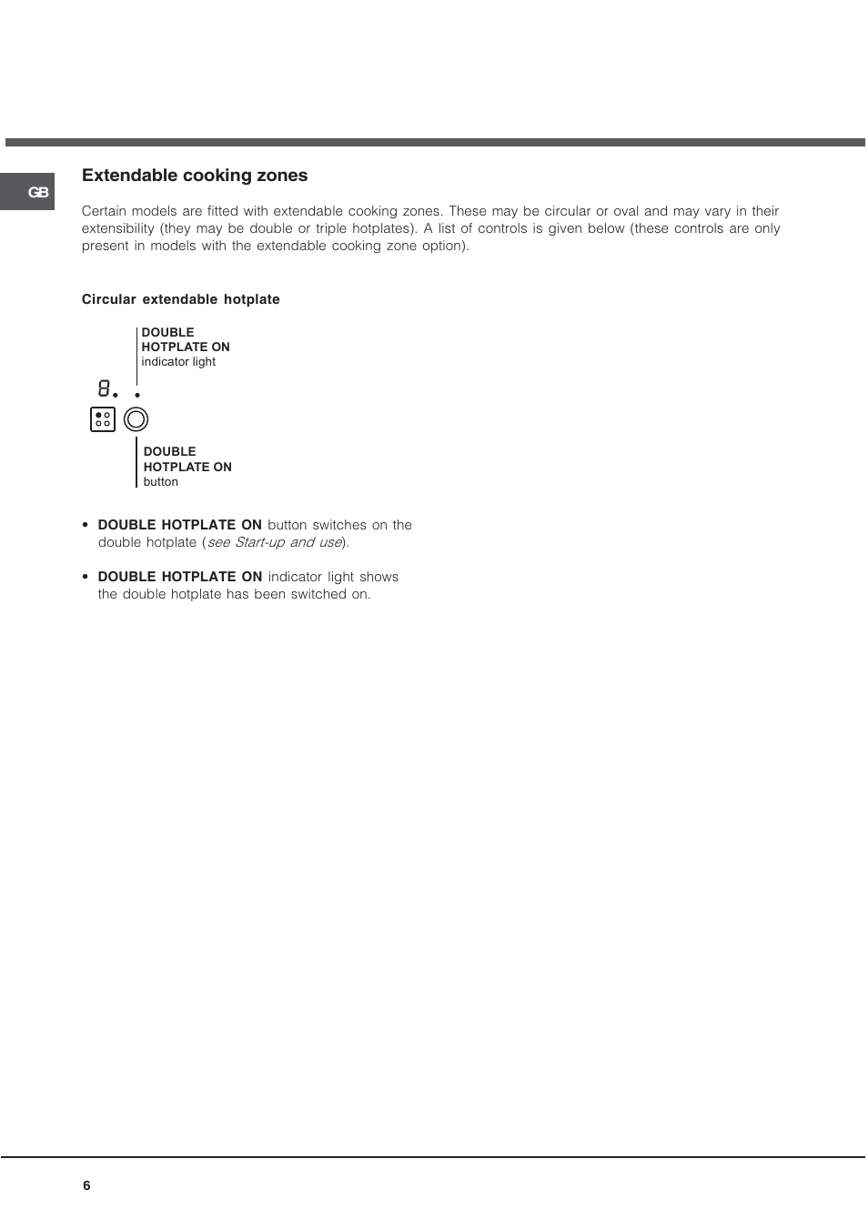 Extendable cooking zones | Hotpoint CRA 641 DC User Manual | Page 6 / 16