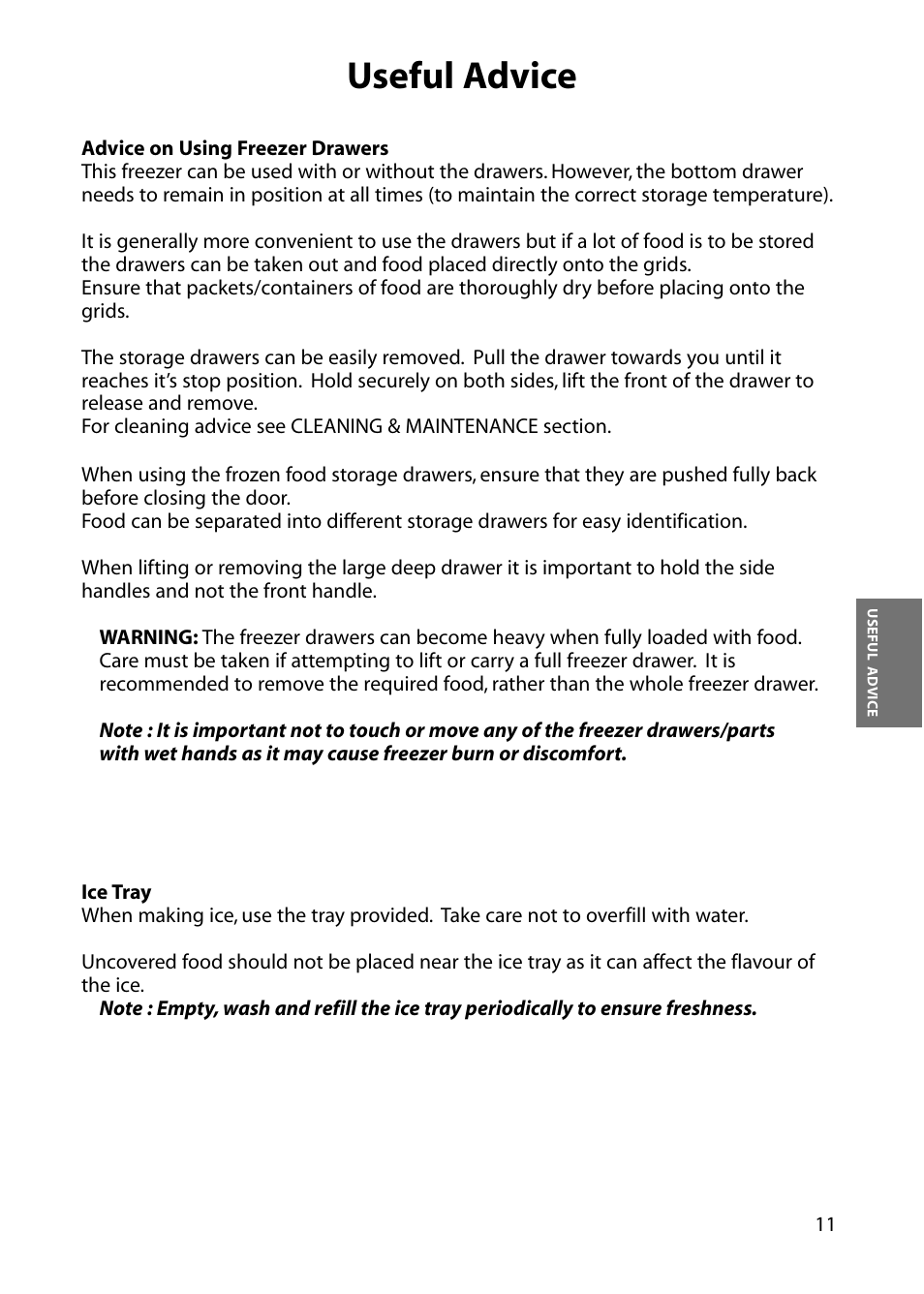 Useful advice | Hotpoint RZM61 User Manual | Page 11 / 20