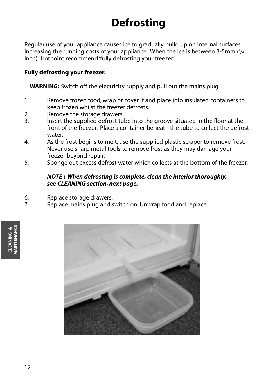 Defrosting | Hotpoint RZM61 User Manual | Page 12 / 20