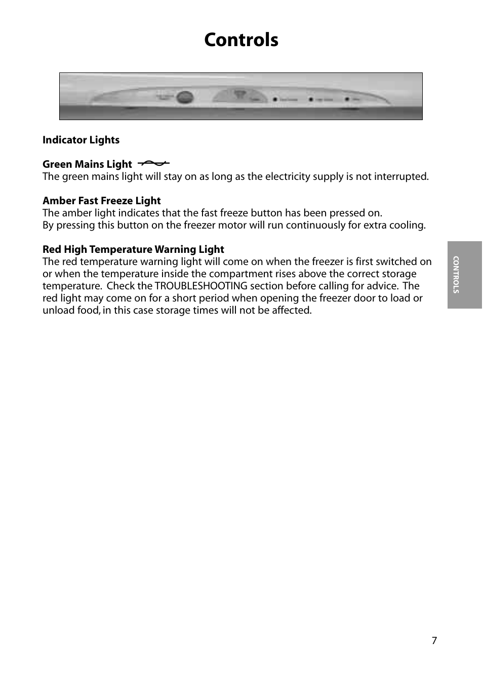 Controls | Hotpoint RZM61 User Manual | Page 7 / 20