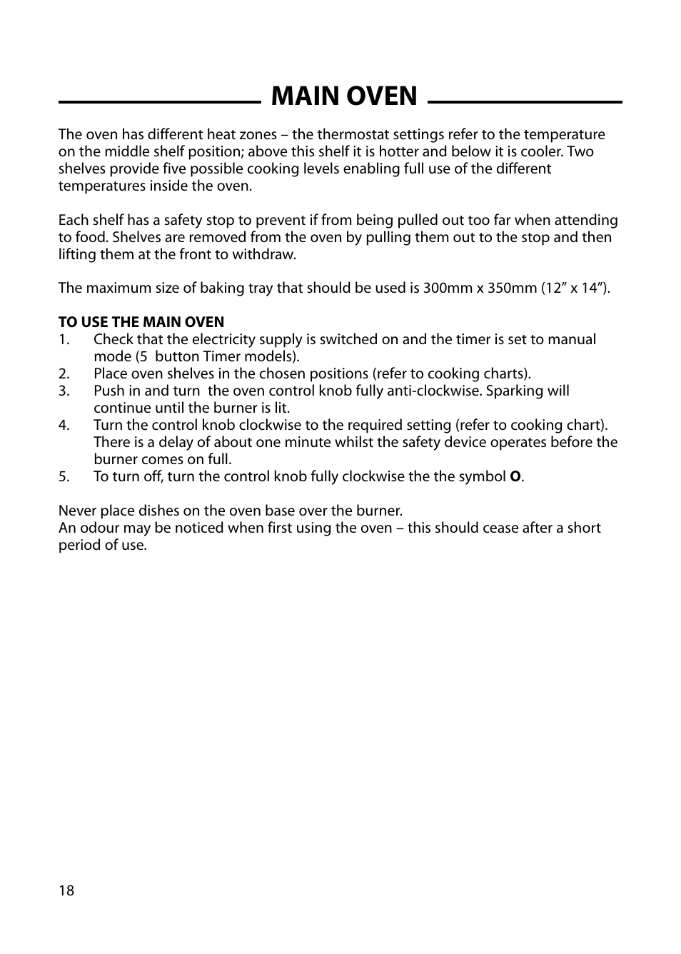 Main oven | Hotpoint GW54 User Manual | Page 18 / 40