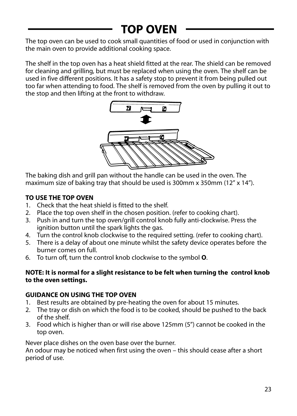 Top oven | Hotpoint GW54 User Manual | Page 23 / 40