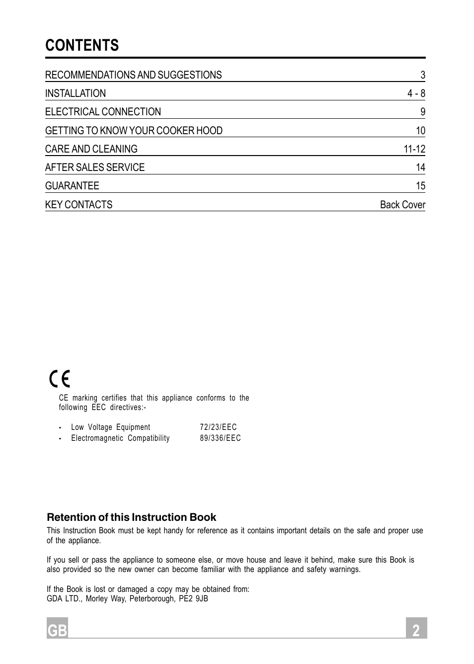 Gb 2 contents | Hotpoint HE91 User Manual | Page 2 / 16