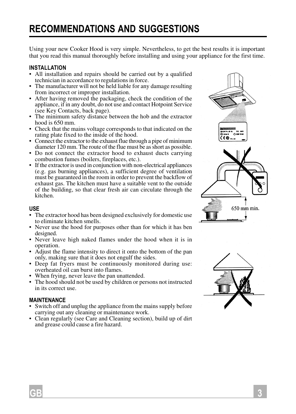 3gb recommendations and suggestions | Hotpoint HE91 User Manual | Page 3 / 16