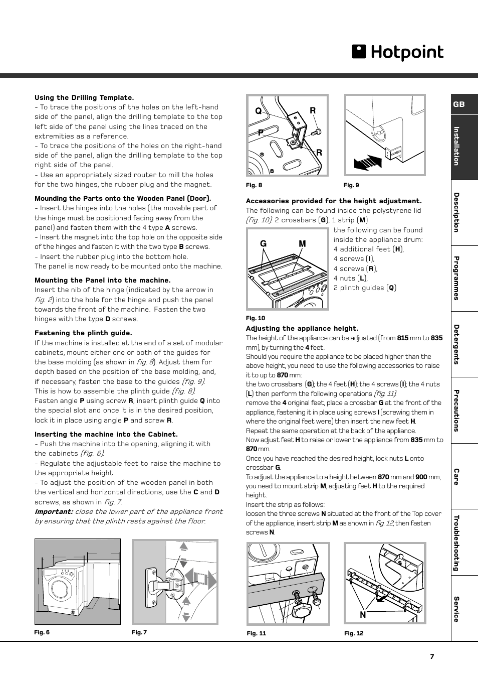 Li h g | Hotpoint BWD 129 User Manual | Page 9 / 20