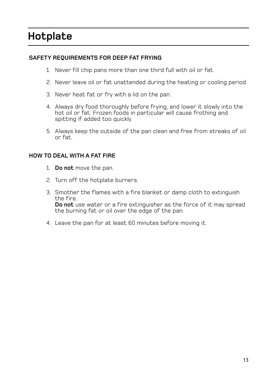 Hotplate | Hotpoint GW74 User Manual | Page 13 / 36