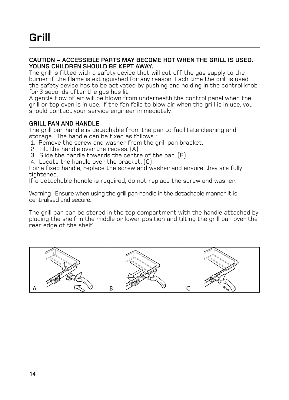 Grill | Hotpoint GW74 User Manual | Page 14 / 36