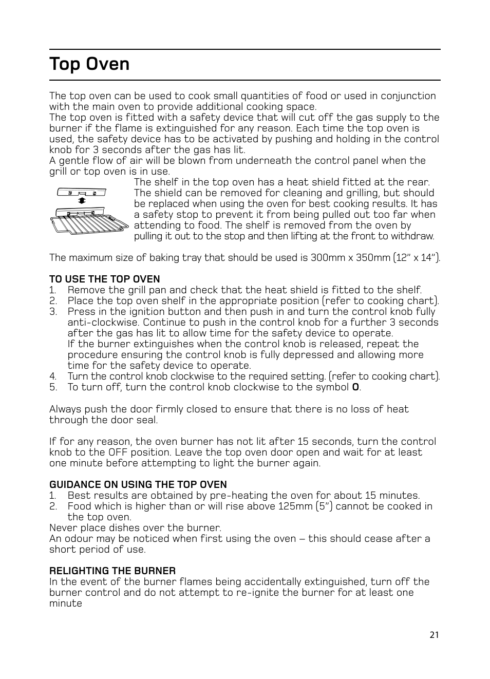 Top oven | Hotpoint GW74 User Manual | Page 21 / 36