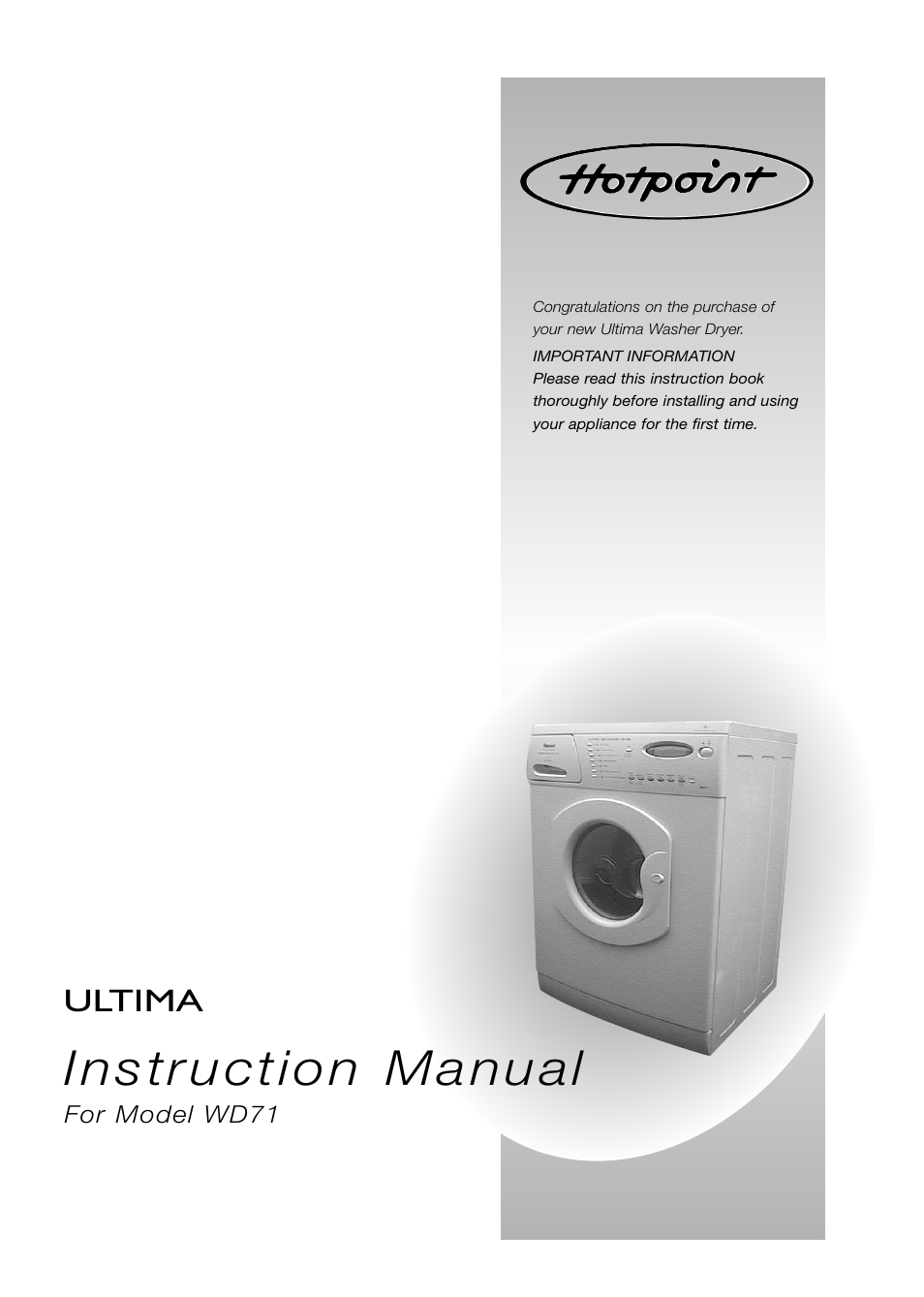 Hotpoint WD71 User Manual | 24 pages