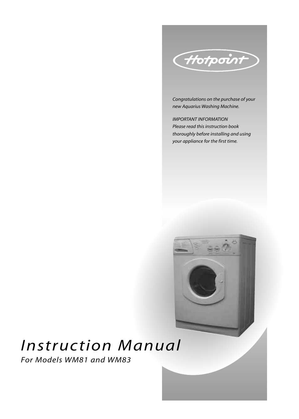 Hotpoint WM83 User Manual | 20 pages