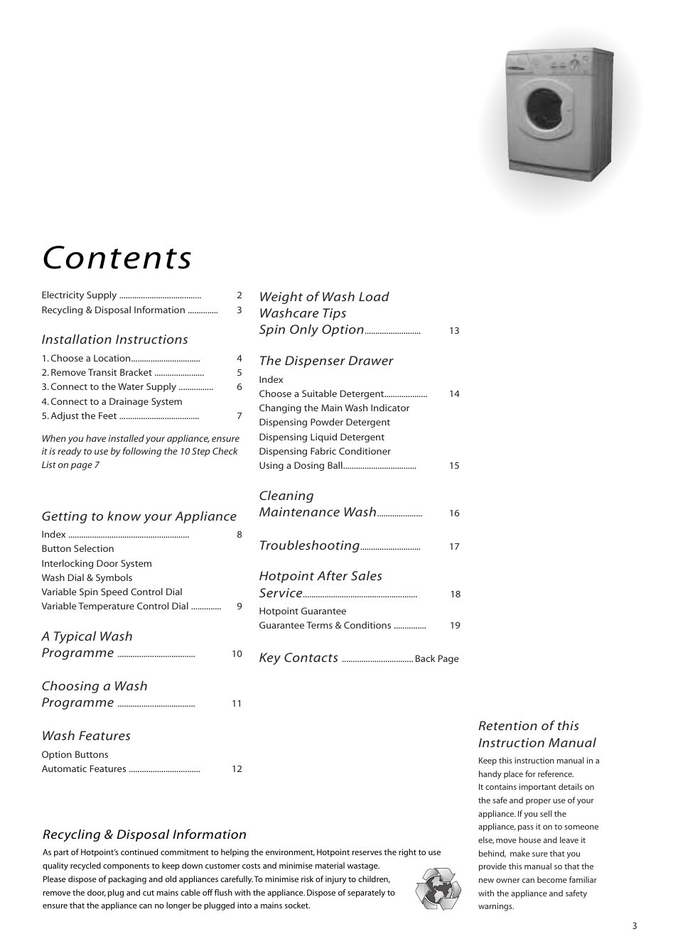 Hotpoint WM83 User Manual | Page 3 / 20